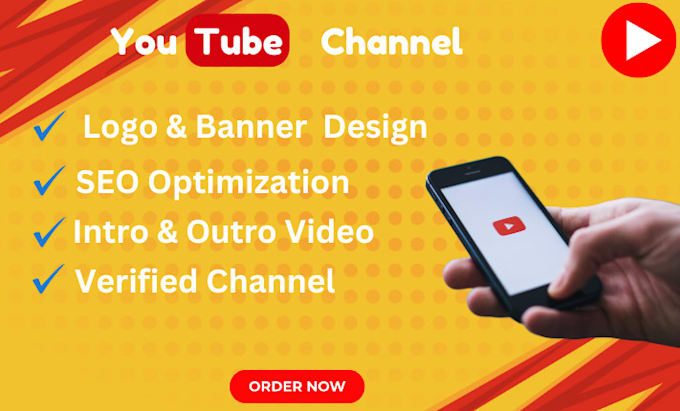 Bestseller - create and setup youtube channel with logo, banner, intro, outro