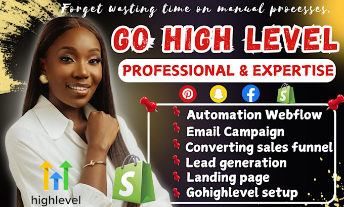 Gig Preview - Setup go high level automation workflow and ghl sales funnel landing page