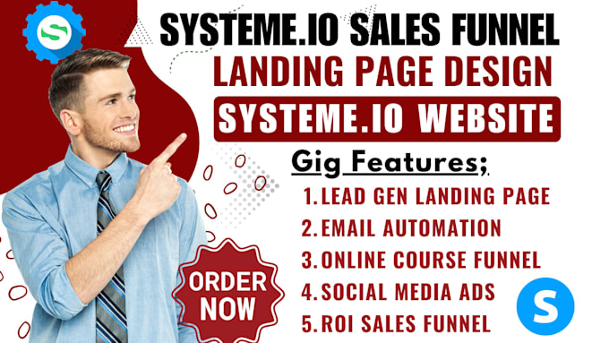 Gig Preview - Build systeme io website, online course funnel systeme io affiliate landing page