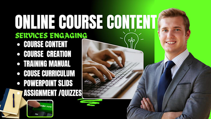 Gig Preview - Write online course content, course creation, quizzes, course curriculum finance