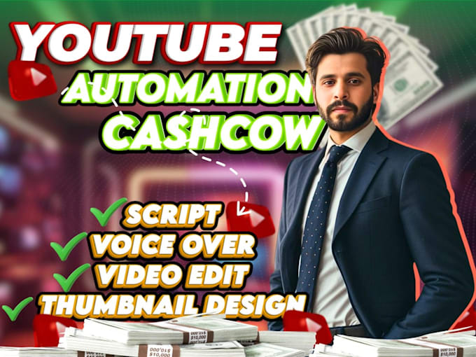 Gig Preview - Invent monetization youtube cash cow channel, cashcow automation, faceless video