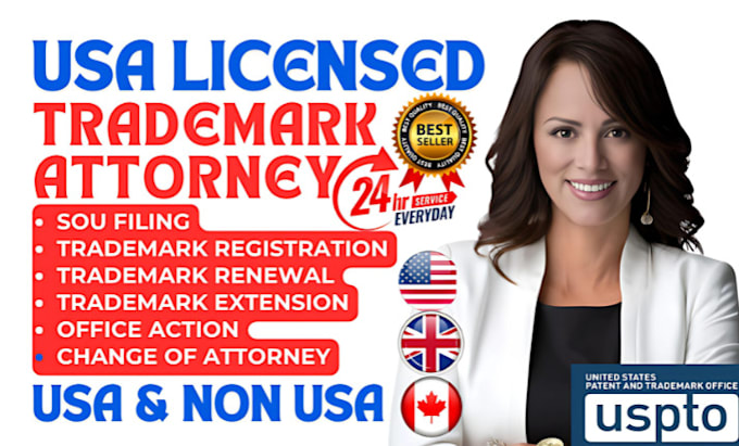 Gig Preview - Be trademark attorney, trademark registration usa amazon brand registry uspto