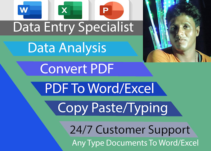 Gig Preview - Do data entry typing work, pdf to word, pdf to excel