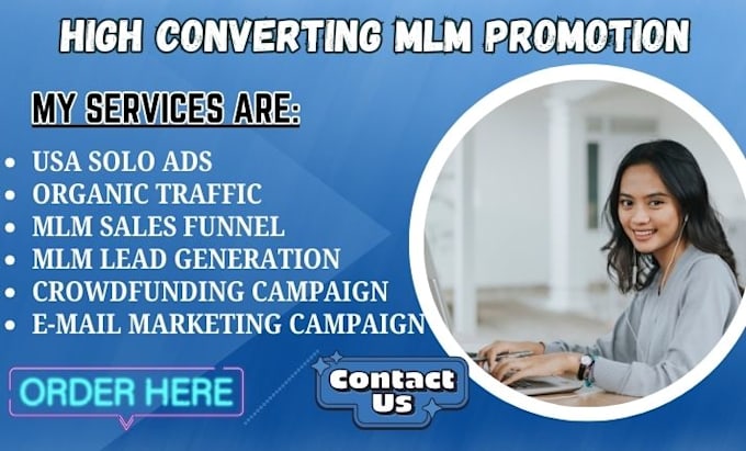 Gig Preview - Mlm sales funnel, solo ads, mlm promotion, mlm marketing mlm website, mlm leads