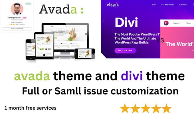 Bestseller - customize avada theme or divi theme for your wordpress site