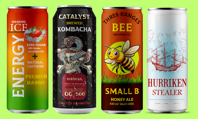 Gig Preview - Design label for energy drink,beer, can,soda,seltzer,juice,honey,beverage,logo