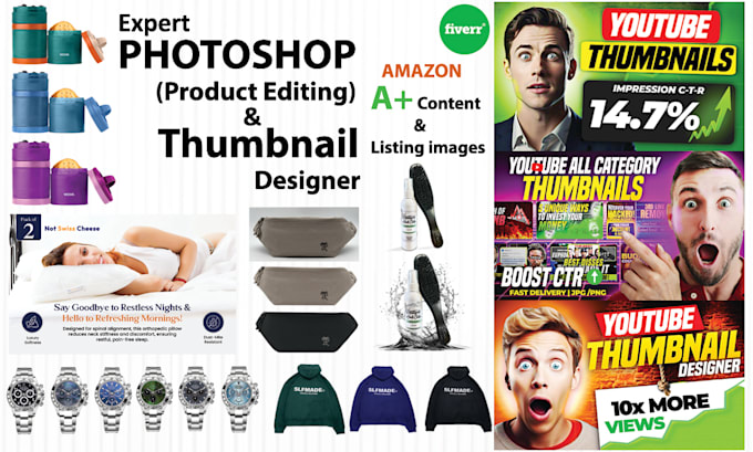 Gig Preview - Design youtube thumbnails and photoshop product listing image editing