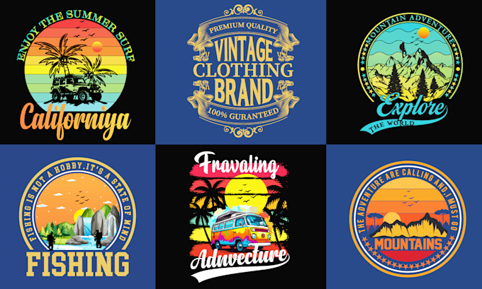 Gig Preview - Do create eye catchy trendy and creative vintage t shirts design for your brand