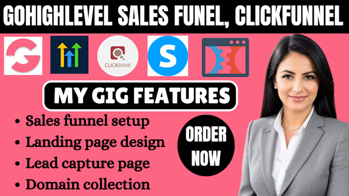 Gig Preview - Do gohighlevel sales funnel, clickfunnel landing page, systeme io, groove funnel