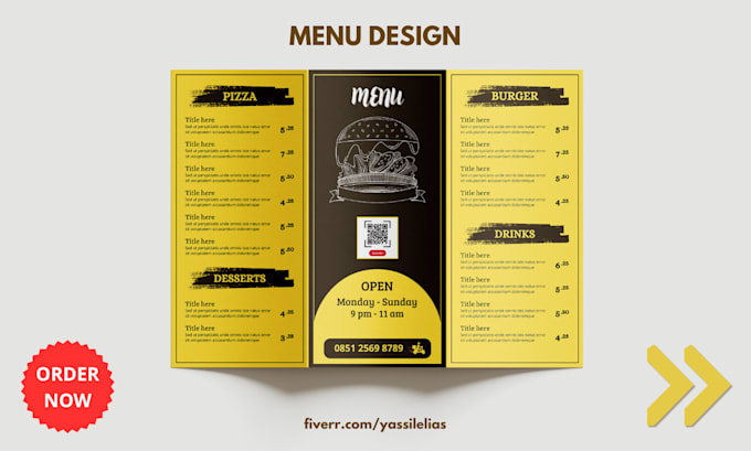 Gig Preview - Editable restaurant menu design, restaurant menu design