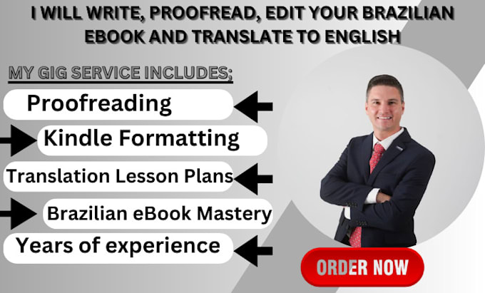 Gig Preview - Write, proofread, edit your brazilian ebook and translate to english