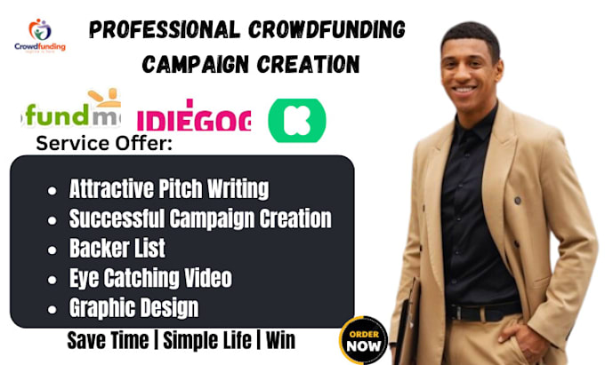 Gig Preview - Set up crowdfunding campaign creation gofundme kickstarter indiegogo fundraising