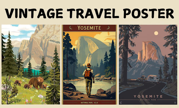 Gig Preview - Illustrate minimalist retro vintage travel or event poster and vector art design