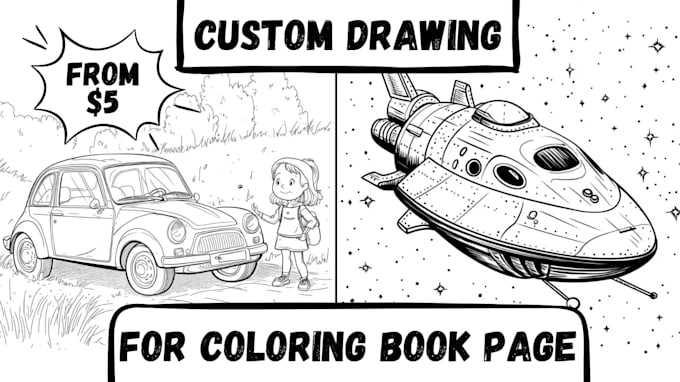 Gig Preview - Create drawings for coloring book page using ai