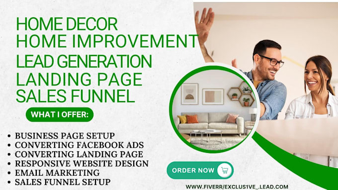 Gig Preview - Generate converting home improvement leads home decor leads home renovation site