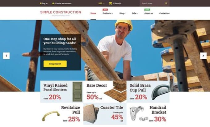 Gig Preview - Design money making construction materials shopify store building tools website