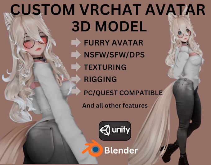 Gig Preview - Make 3d vrchat avatar furry anime vrc avatar nsfw vr character vtuber 3d model