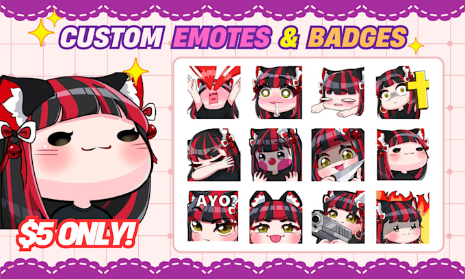 Gig Preview - Create cute chibi anime emotes for streamer, vtuber, and discord