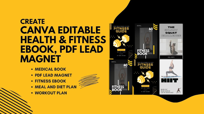 Gig Preview - Do editable health and fitness ebook, pdf lead magnet design in canva, designrr