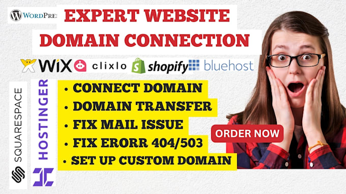 Gig Preview - Connect domain transfer, fix mail issue erorr 404 of your website in few hours