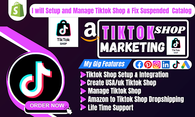 Gig Preview - Setup tiktok shop manage tiktok shop shopify marketing tiktok product listing