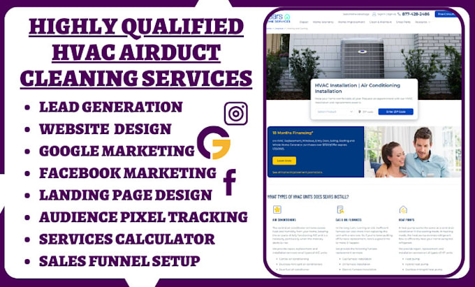 Gig Preview - Generate hvac leads hvac website hvac lead hvac landing page hvac website design