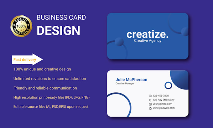 Gig Preview - Design modern and professional business cards for your brand