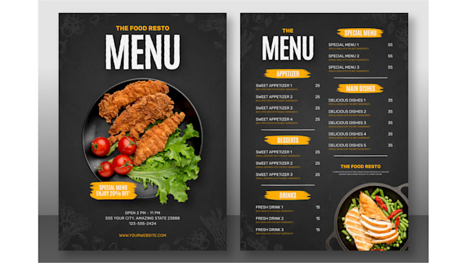 Gig Preview - Design food menu for your restaurant, hotel, cafe and social media