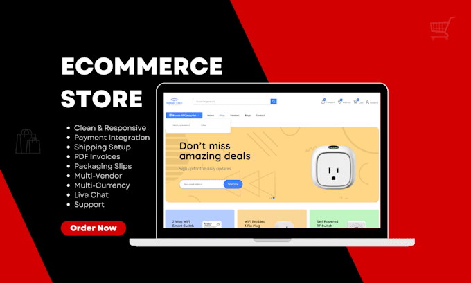 Gig Preview - Develop an ecommerce store using wordpress and woocommerce