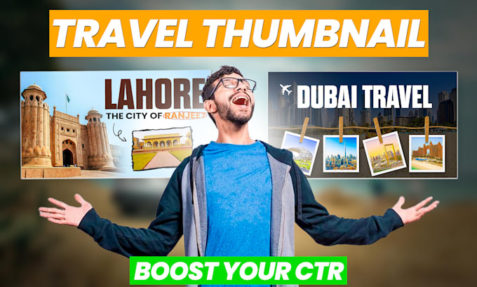 Gig Preview - Design travel youtube thumbnail to stand out and attract more views