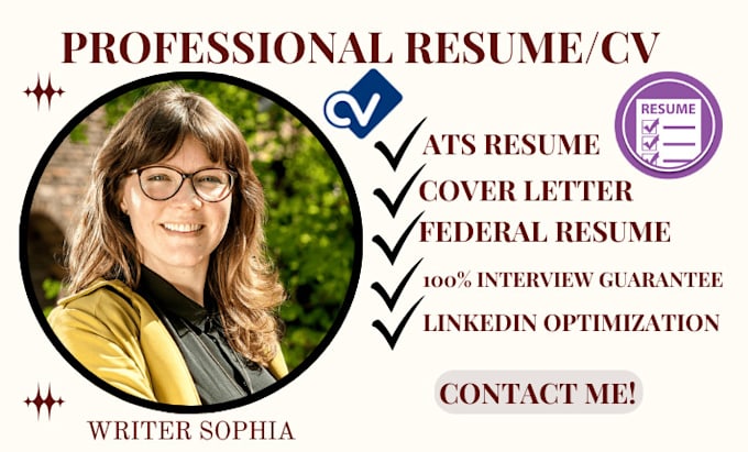 Gig Preview - Professionally write your CV, resume, cover letter, resume writing service