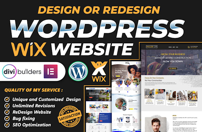 Gig Preview - Design or redesign wordpress elementor website in wordpress or wix