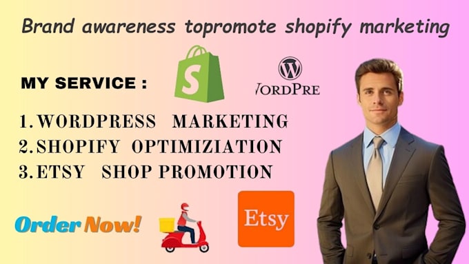 Gig Preview - Do brand awareness to promote shopify marketing wordpress etsy shopify sales