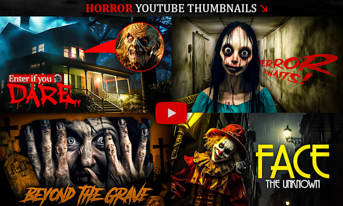 Gig Preview - Design eye catching horror youtube thumbnails