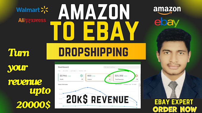 Gig Preview - Do amazon, walmart, aliexpress to ebay dropshipping listings