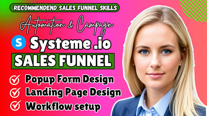 Gig Preview - Build systeme io salesfunnel, systeme io landing page, omnisend email marketing