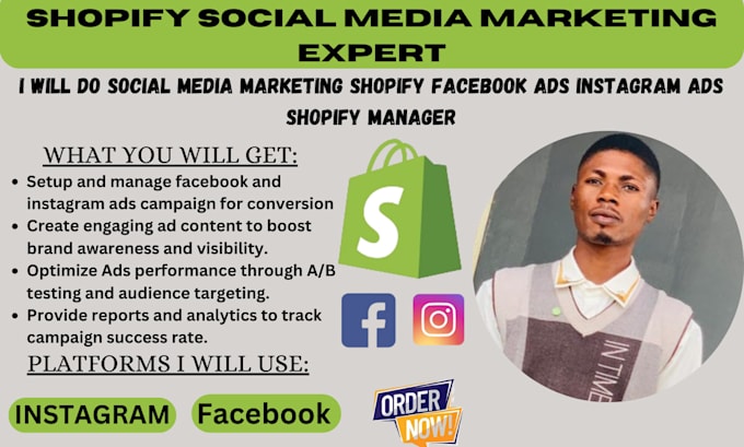 Gig Preview - Do social media marketing shopify facebook ads instagram ads shopify manager