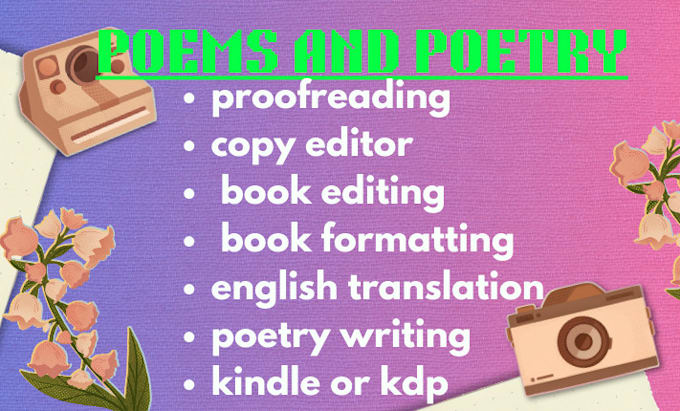 Gig Preview - Formatting, editing, and proofread your book, poetry or poem book and story