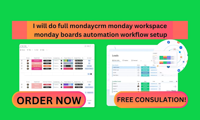 Gig Preview - Do full mondaycrm monday workspace monday boards automation workflow setup