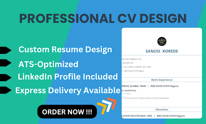 Gig Preview - Design a professionals ats friendly CV and resume