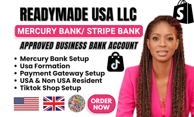 Gig Preview - Setup readymade USA llc mercury bank stripe shopify payment ein number