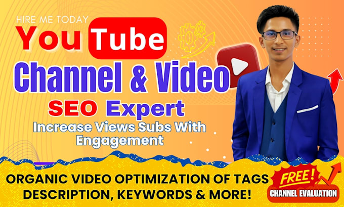 Gig Preview - Be best organic youtube video seo expert yt channel manager