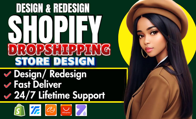 Gig Preview - Build automated shopify dropshipping store, shopify store design shopify website