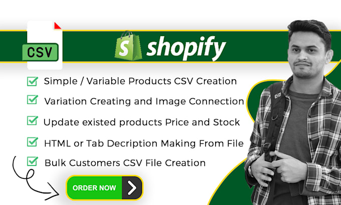 Gig Preview - Convert vendor files to CSV, bulk import simple and variable products on shopify