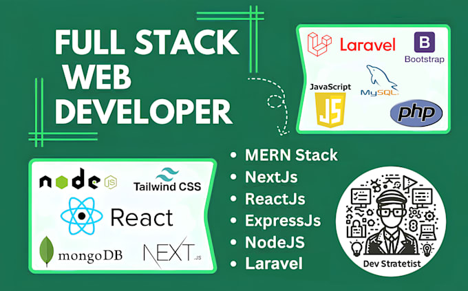 Gig Preview - Develop and debug full stack web app with mern, react, next js, node, laravel