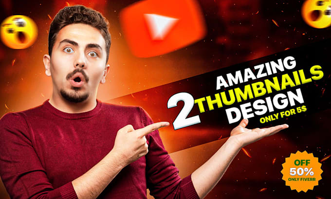 Gig Preview - Design 2 amazing youtube thumbnails for only 5