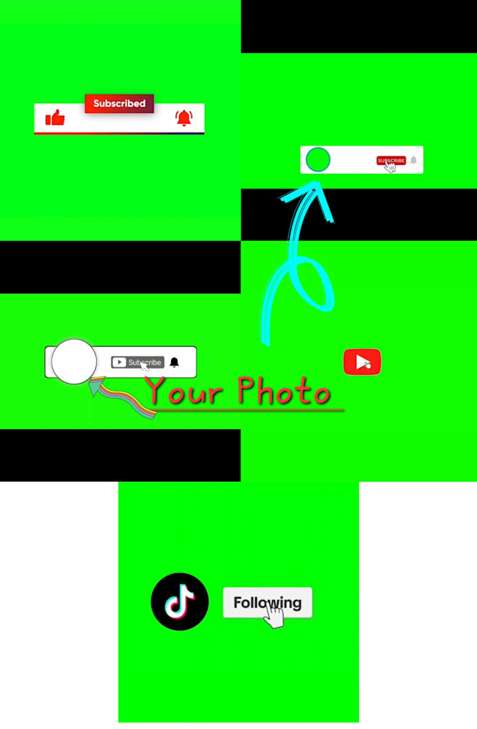 Gig Preview - Create youtube subscribe button green screen animation