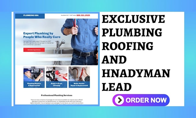 Gig Preview - Generate plumbing services leads handyman roofing leads plumbing service website