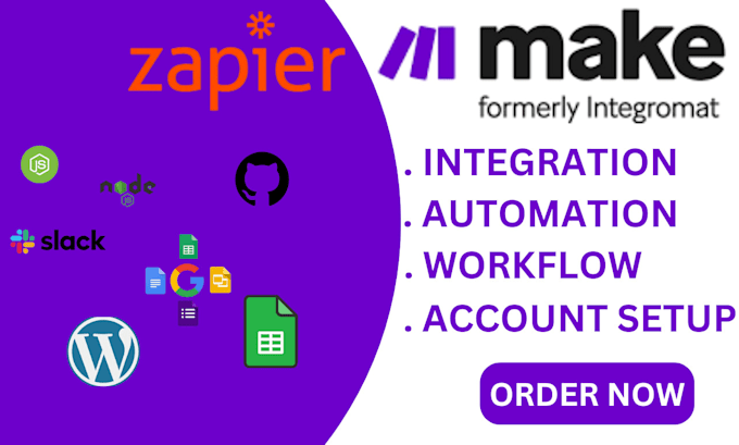 Gig Preview - Do make com automation zapier make automation expert make integromat made