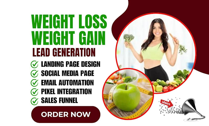 Gig Preview - Generate physical health fitness weight loss diet meal plan sales funnel leads